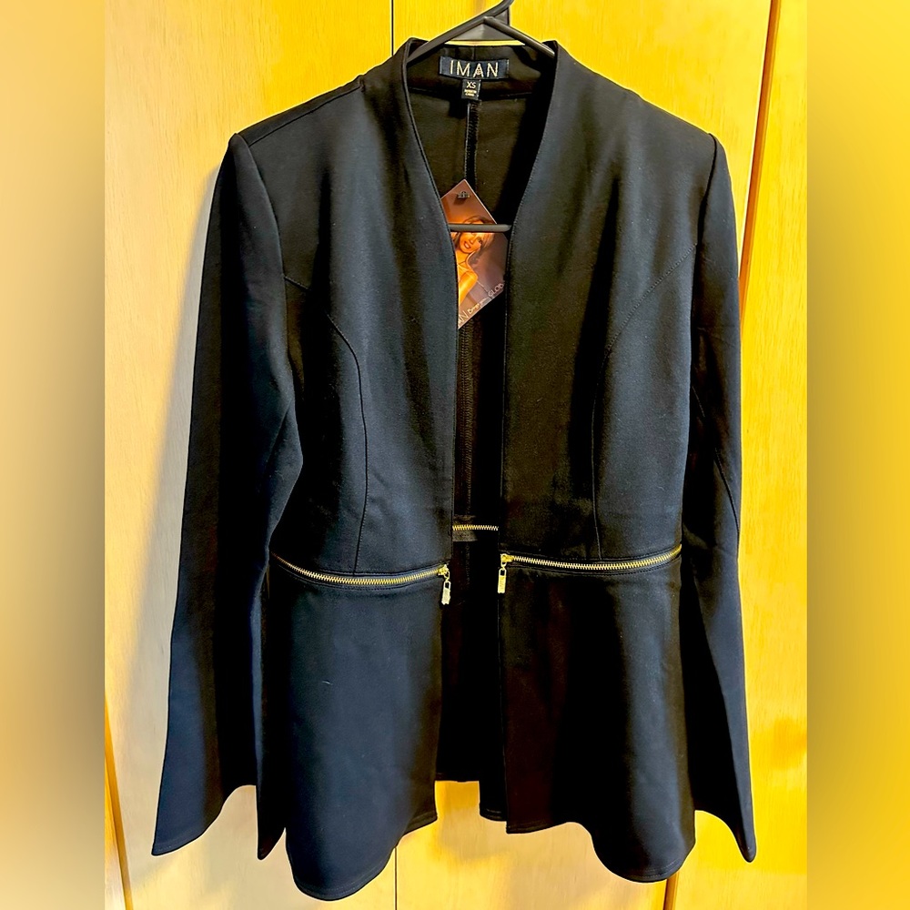 IMAN Blazer Jacket w/ Zipper Detailing - NWT
